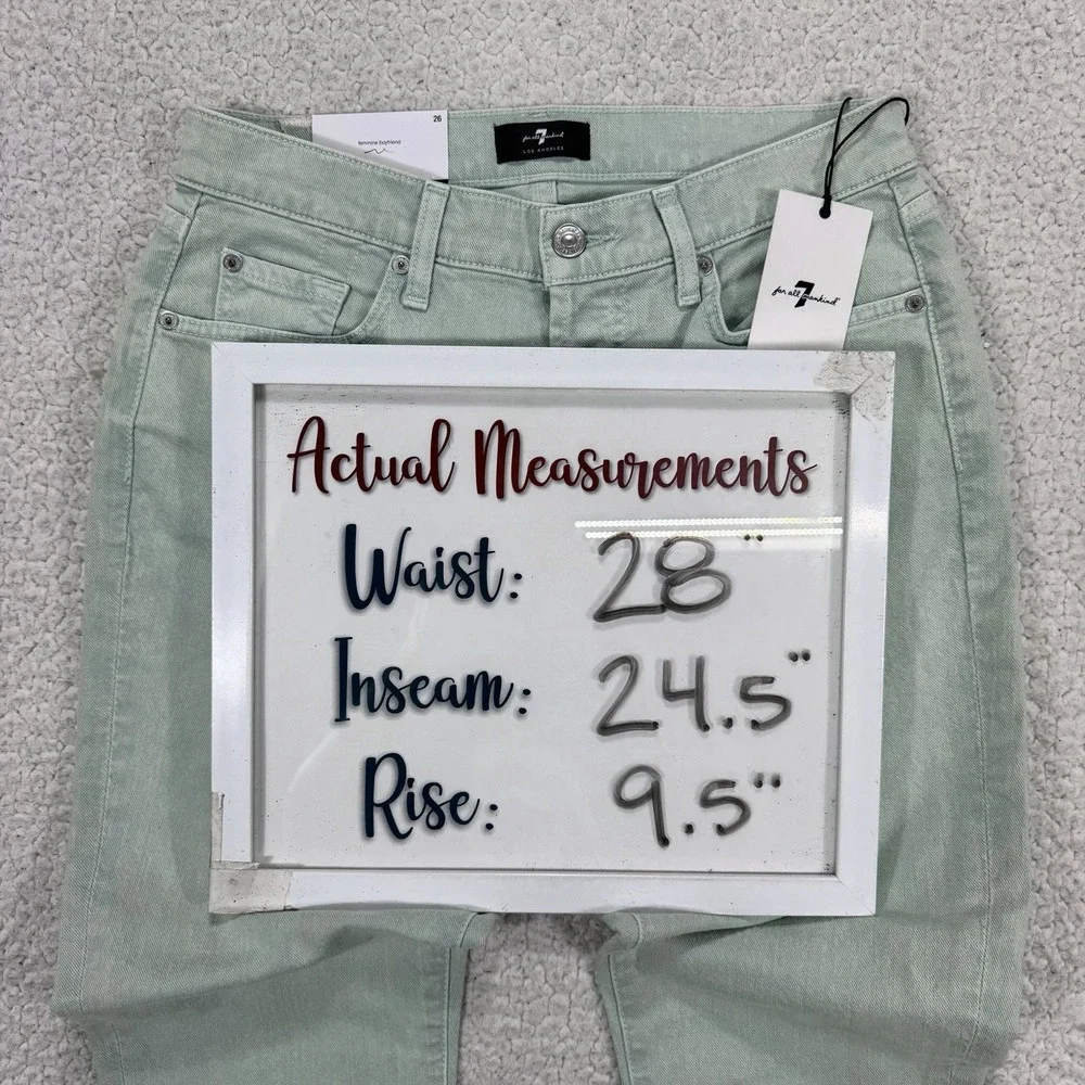 7 For All Mankind Josefina Boyfriend Jeans Womens 26 (28x24.5) Mint Minimalist